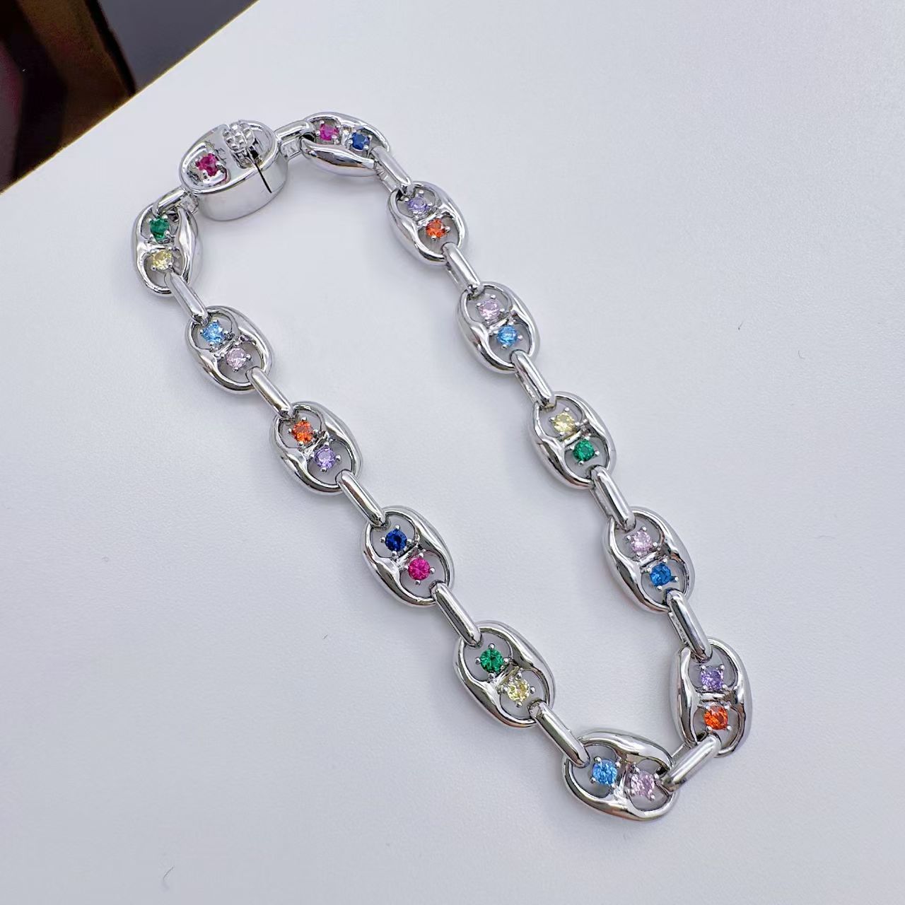 Micro-set Colorful Zirconia Openwork Bracelet