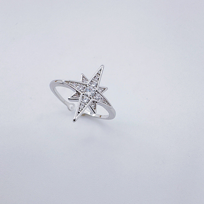 Micropavé open-end ring with eight awns