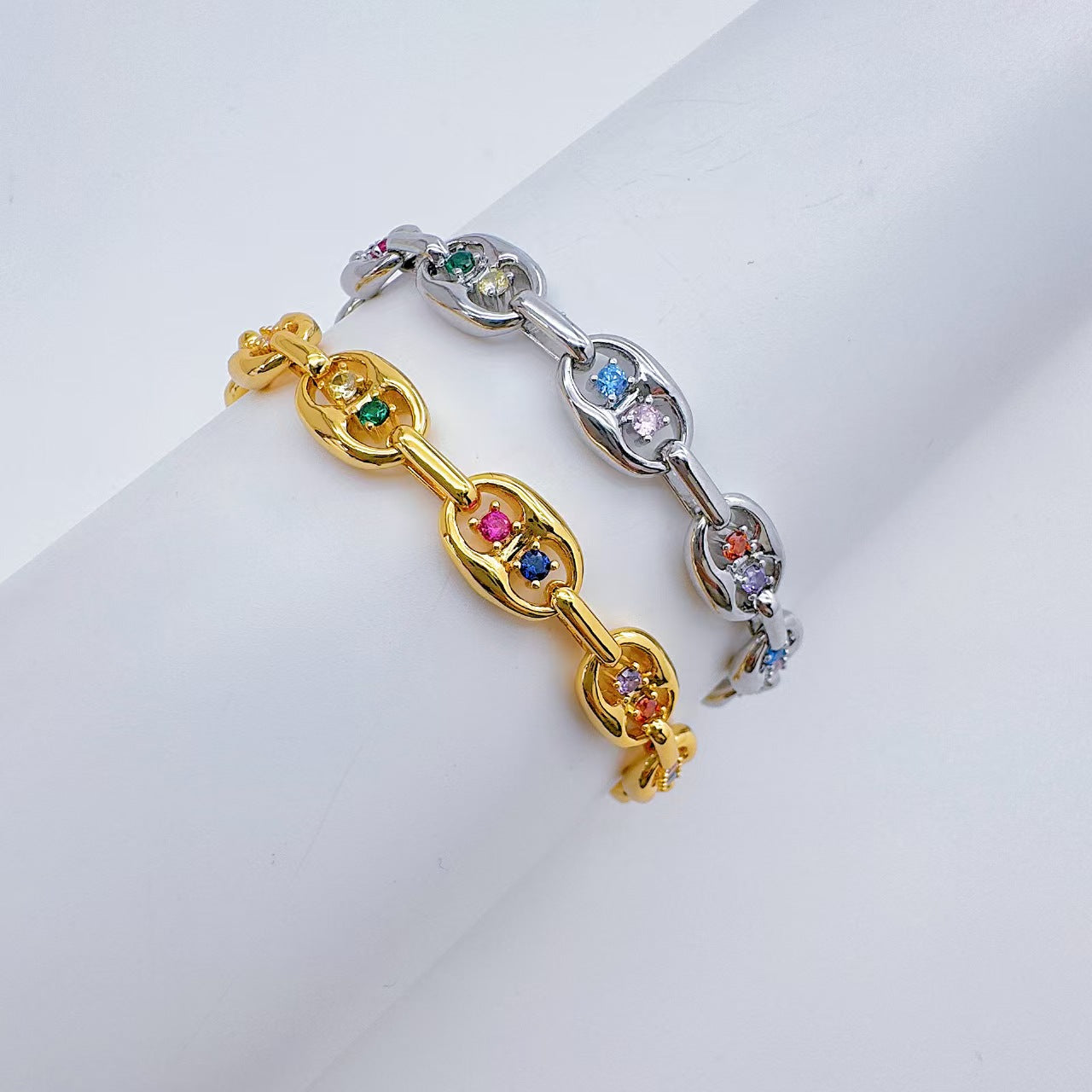 Micro-set Colorful Zirconia Openwork Bracelet