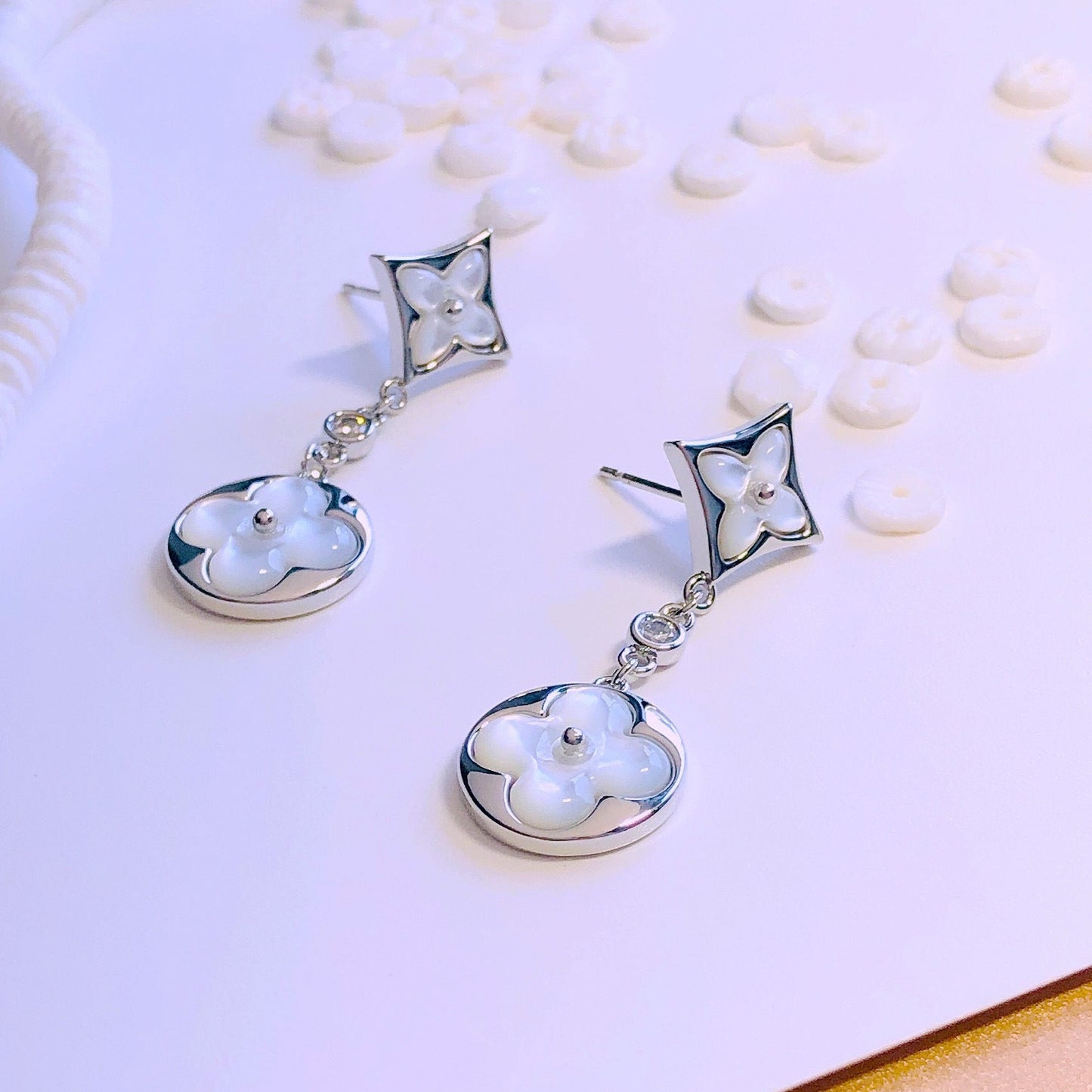 Four Leaf Clover Mother of Pearl Earrings
