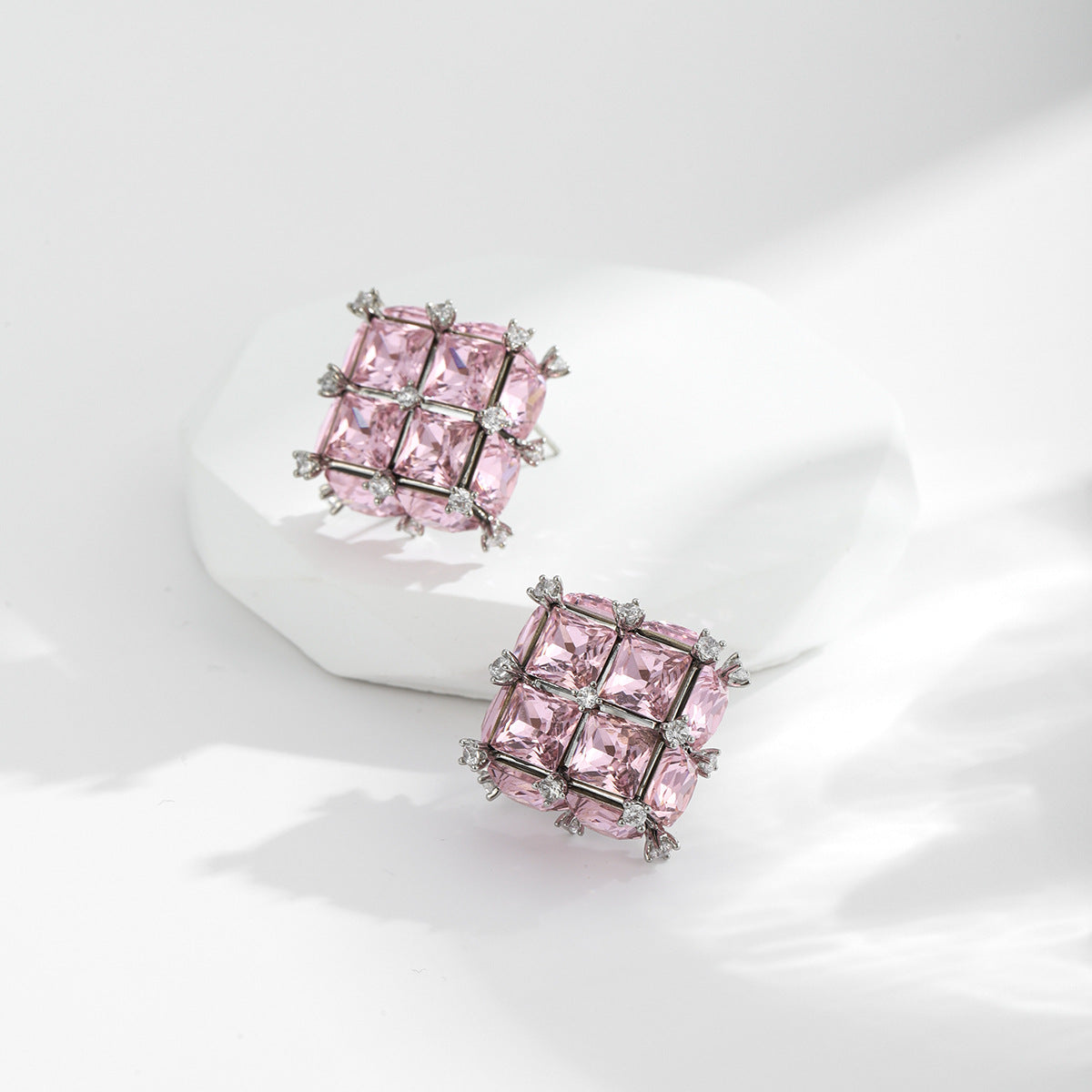 Square Pink Sweet Earrings