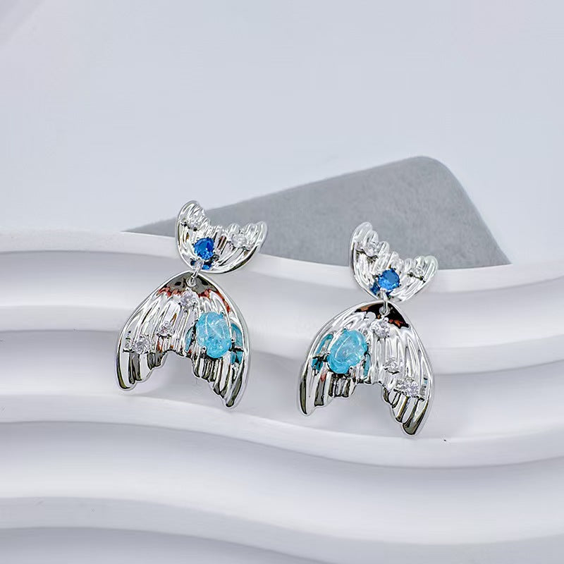 Fishtail and Zirconia Earrings