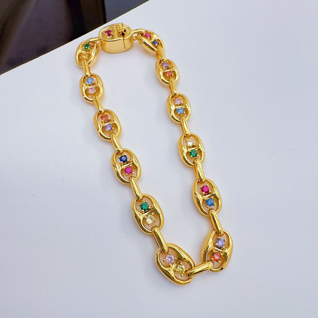 Micro-set Colorful Zirconia Openwork Bracelet