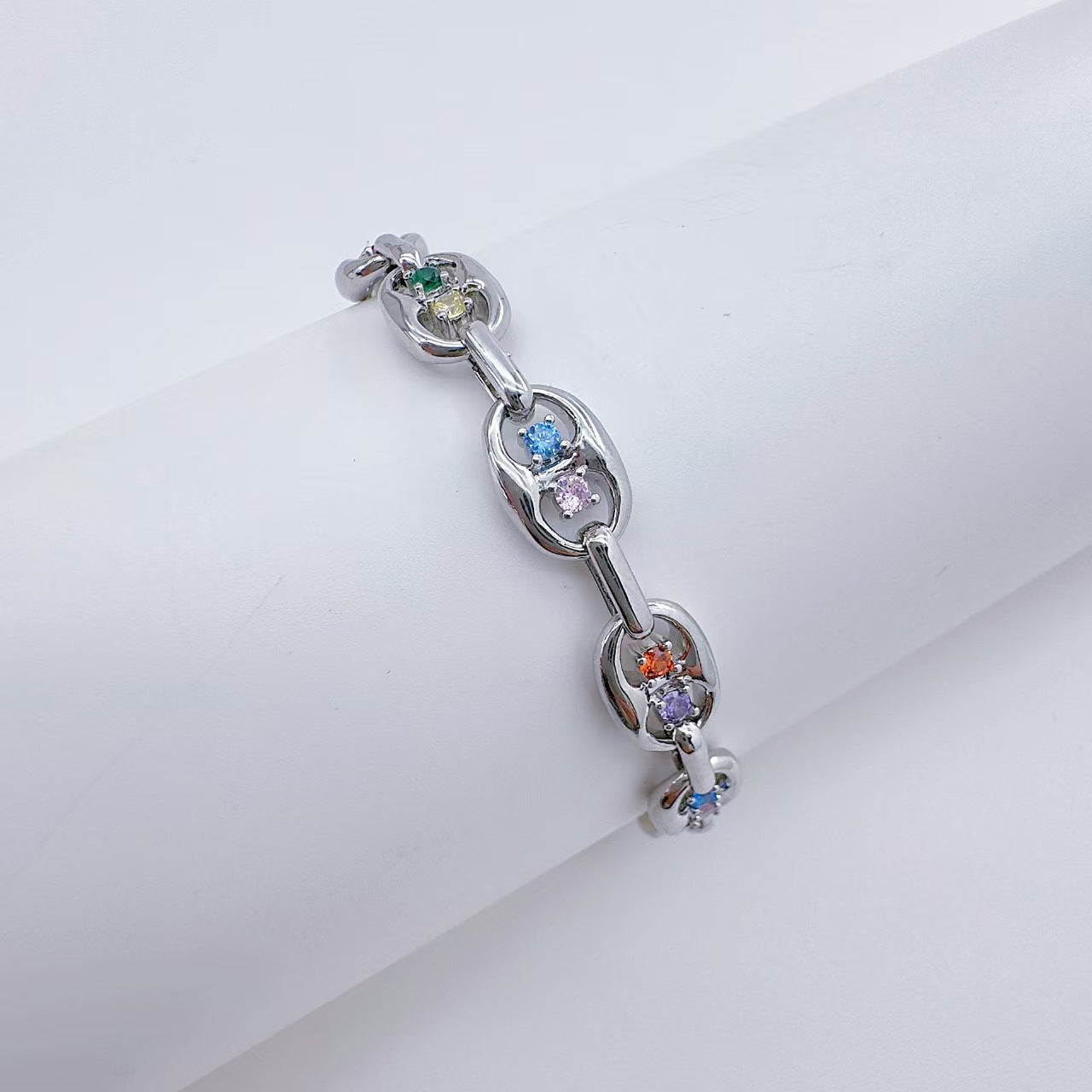 Micro-set Colorful Zirconia Openwork Bracelet