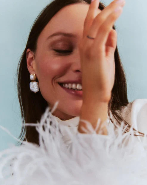 Square Pearl Statement Earrings