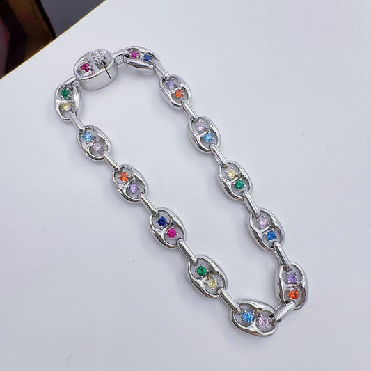 Micro-set Colorful Zirconia Openwork Bracelet