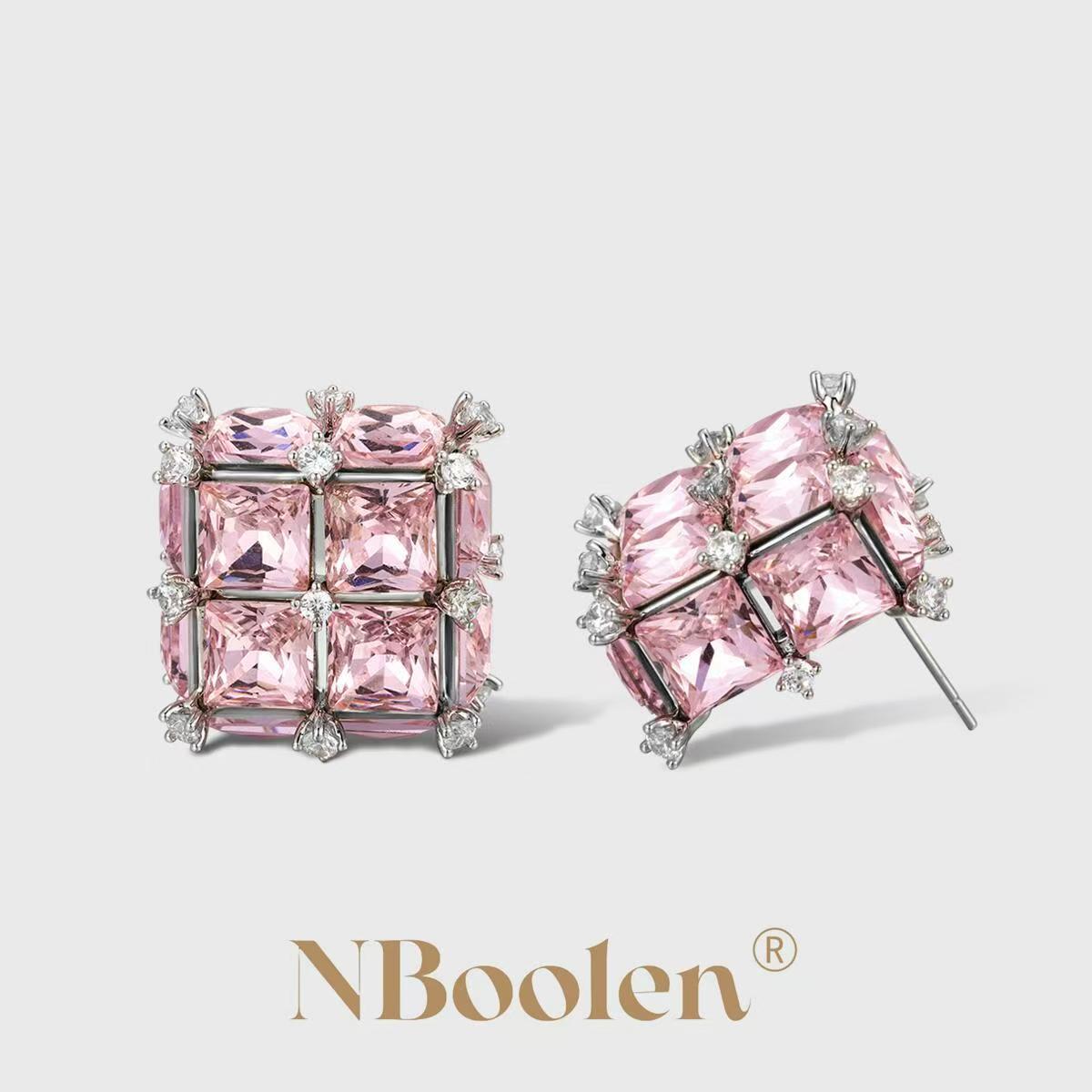 Square Pink Sweet Earrings