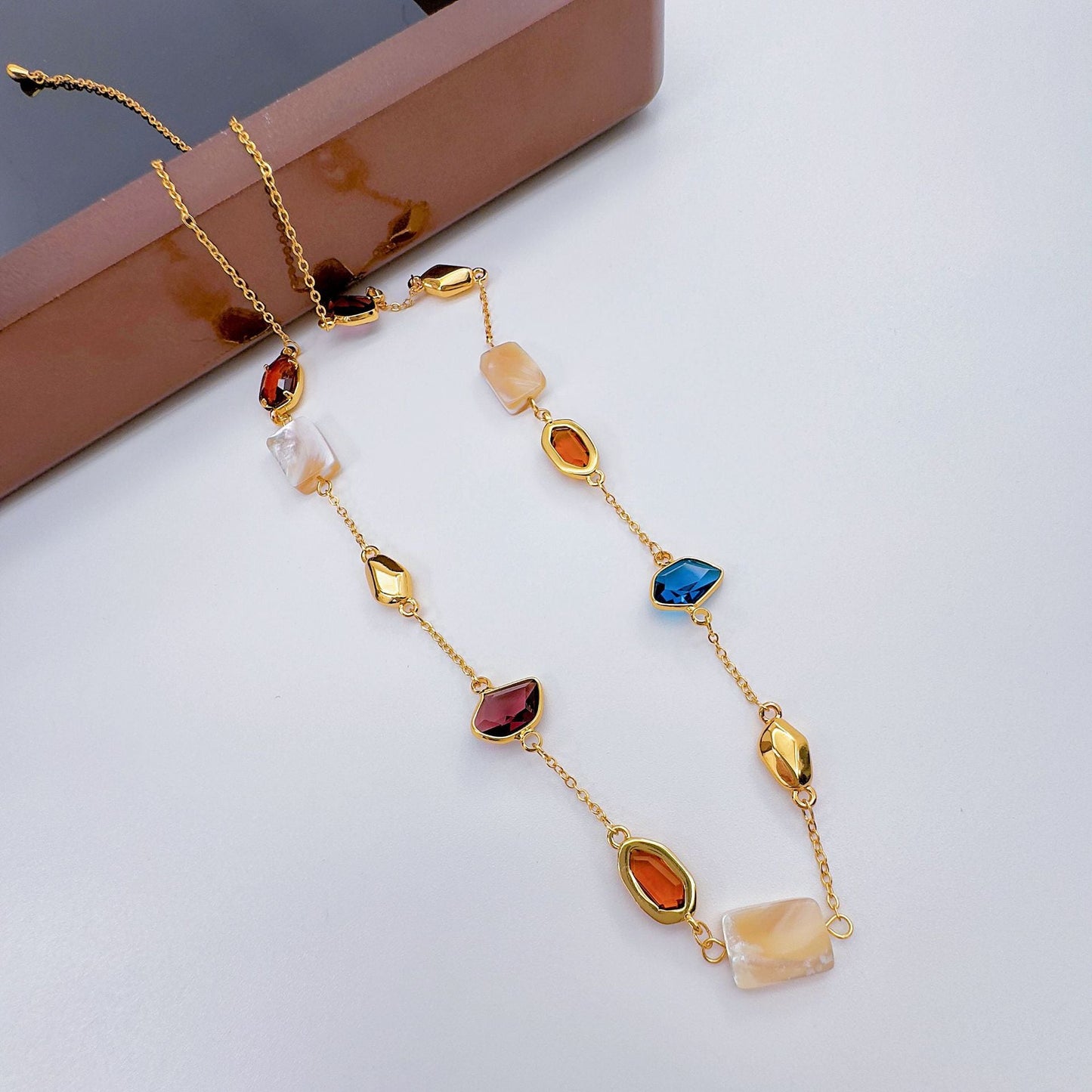 Natural mother-of-pearl colorful collarbone chain