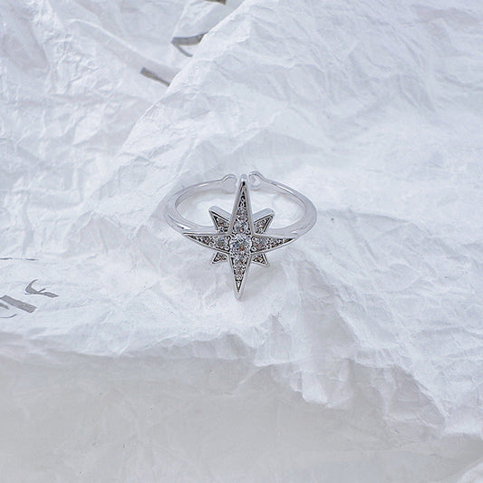 Micropavé open-end ring with eight awns