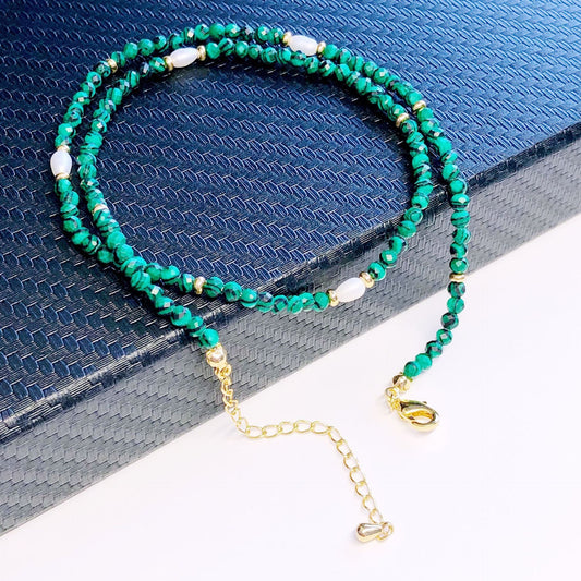 Bohemian Gemstone Beaded Green Vintage Collarbone Chain