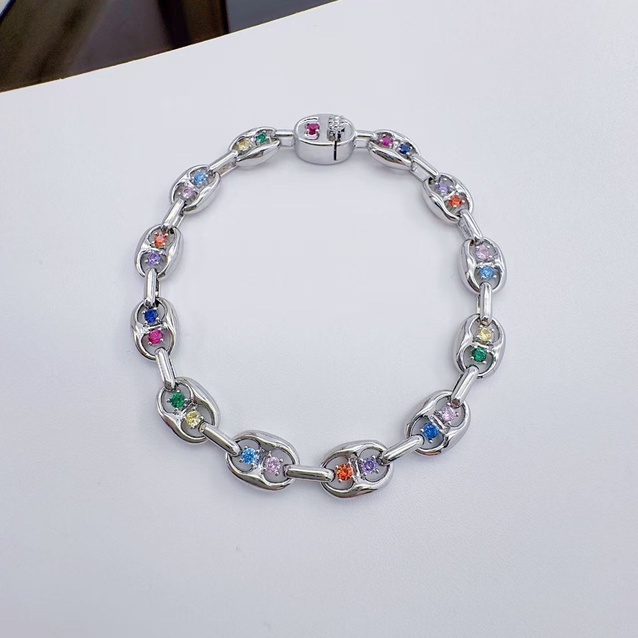 Micro-set Colorful Zirconia Openwork Bracelet