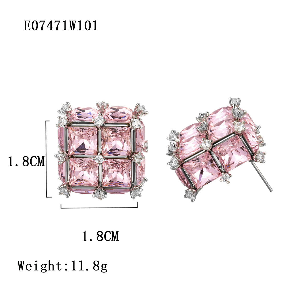 Square Pink Sweet Earrings