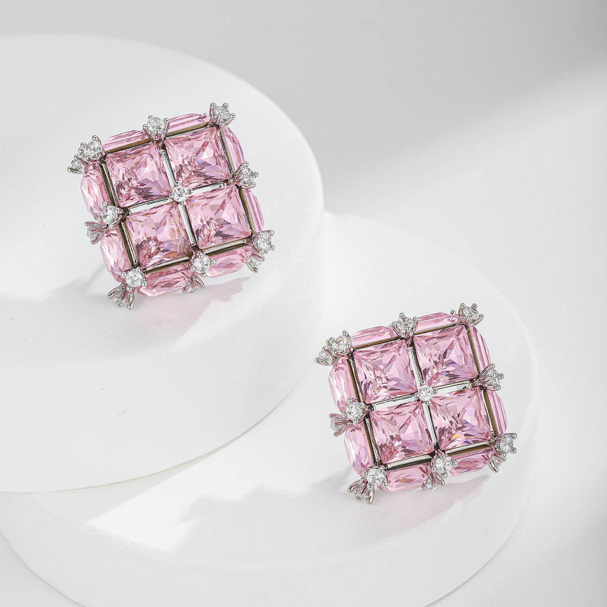 Square Pink Sweet Earrings