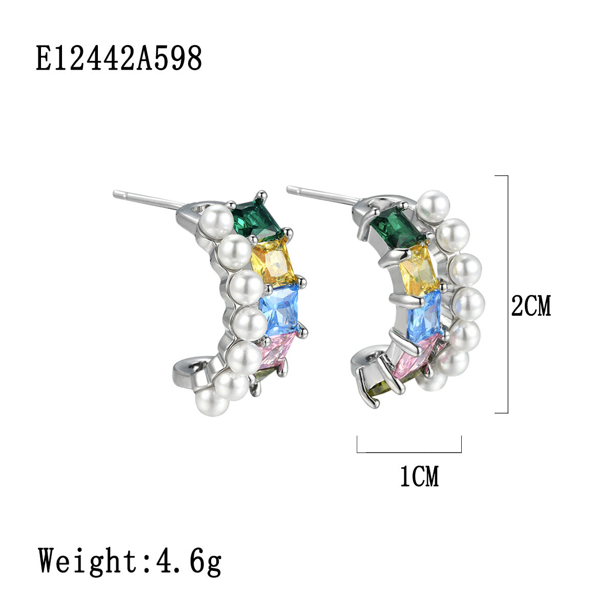 Colorful zirconia with pearl earrings