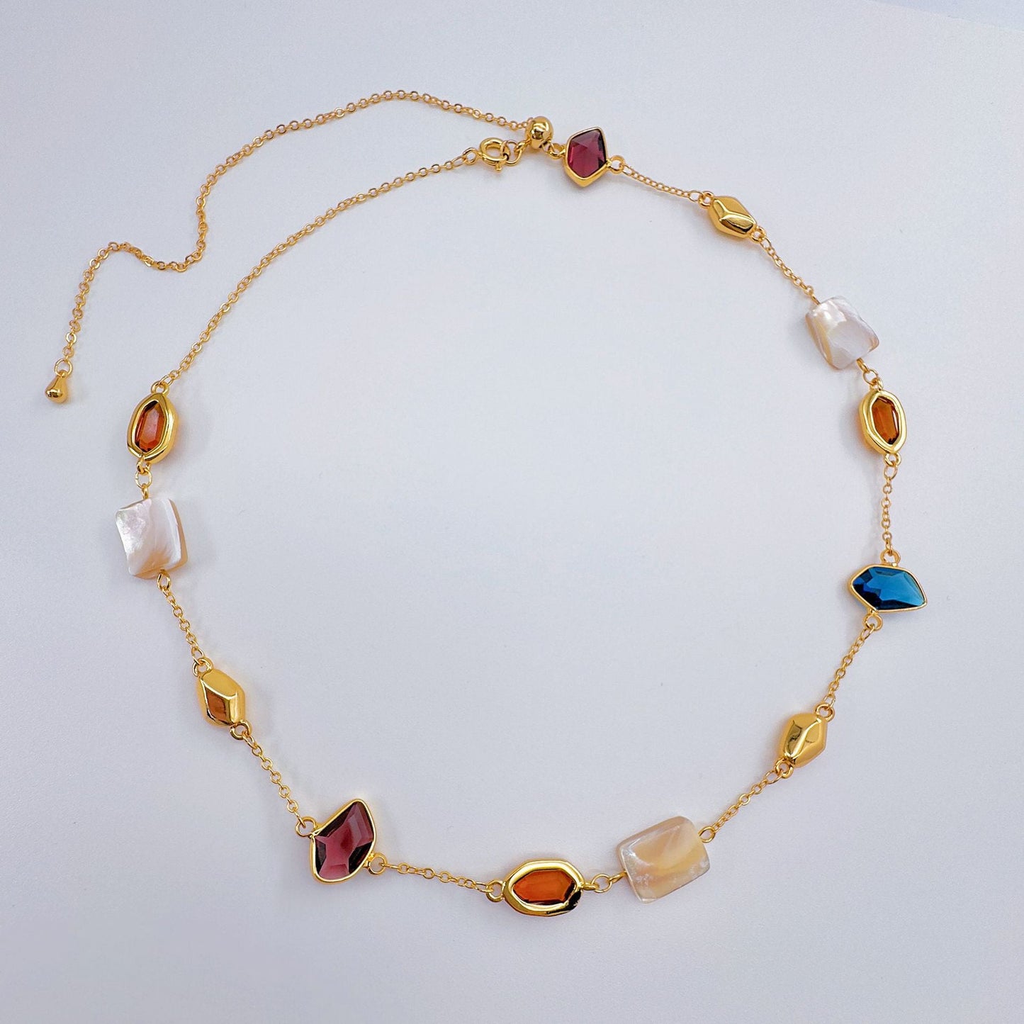 Natural mother-of-pearl colorful collarbone chain