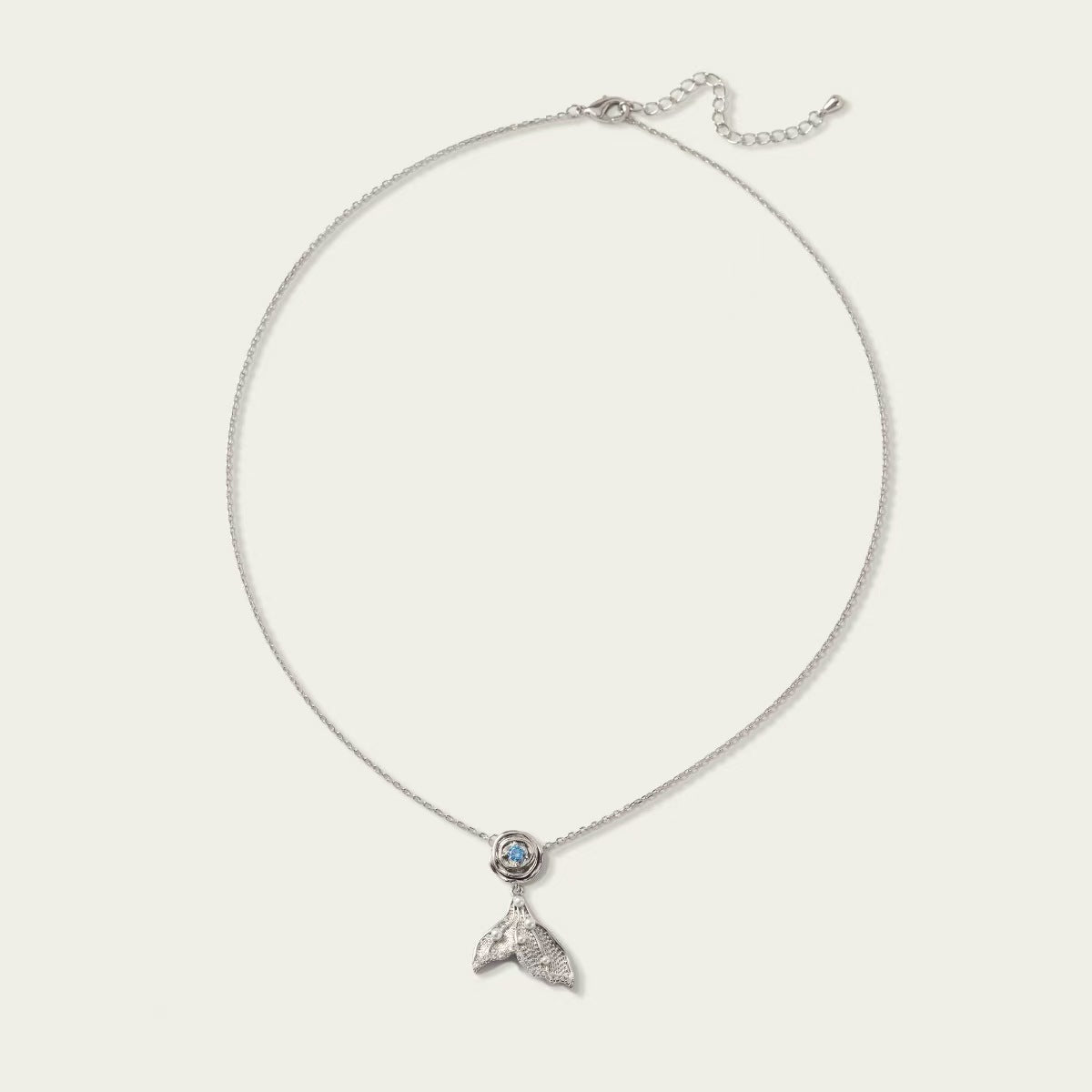Fishtail pearl and blue zirconia necklace