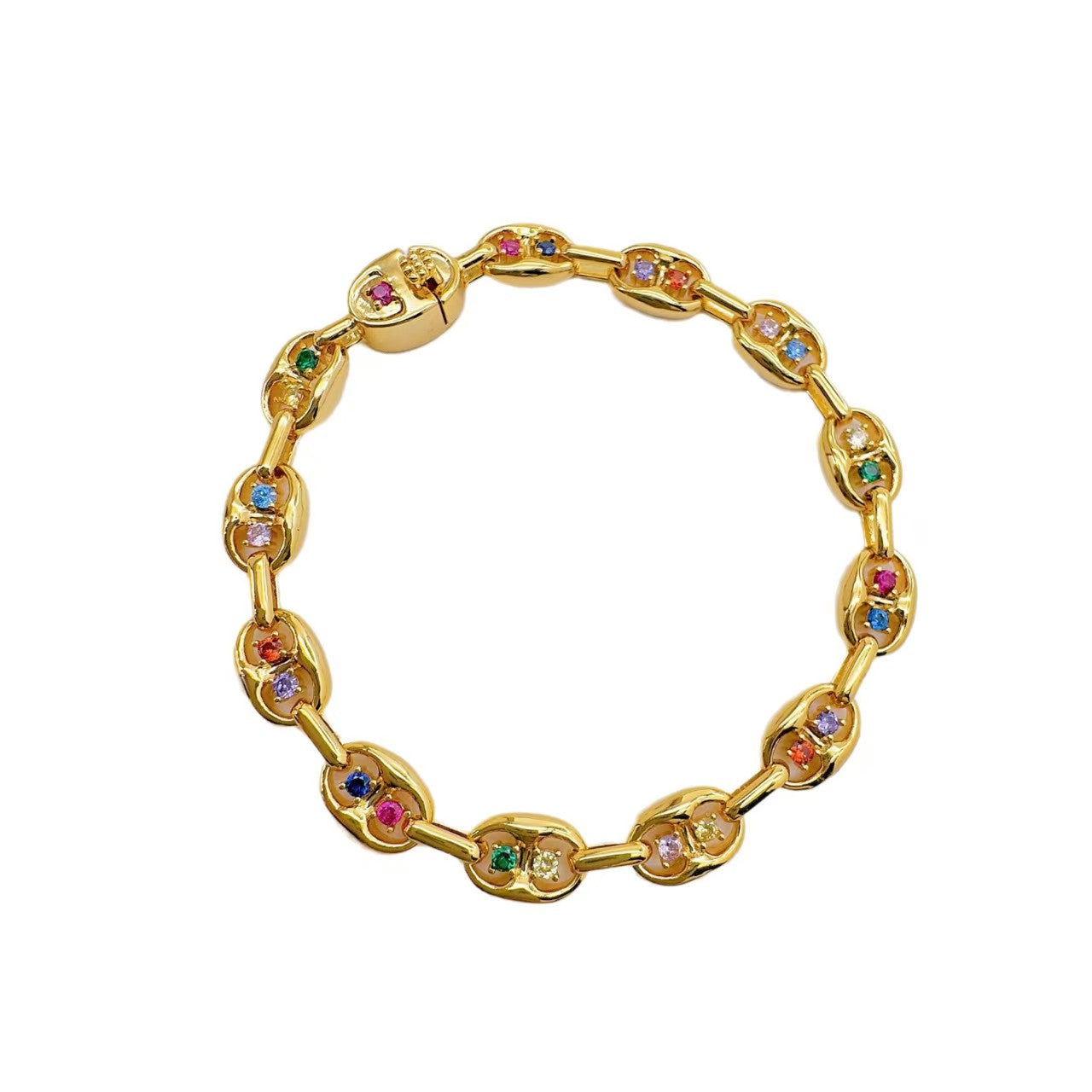 Micro-set Colorful Zirconia Openwork Bracelet