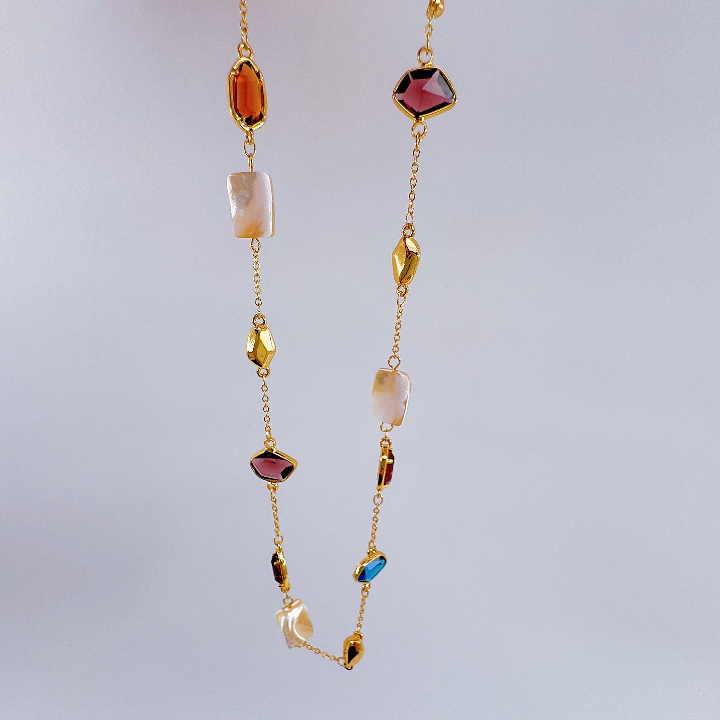 Natural mother-of-pearl colorful collarbone chain