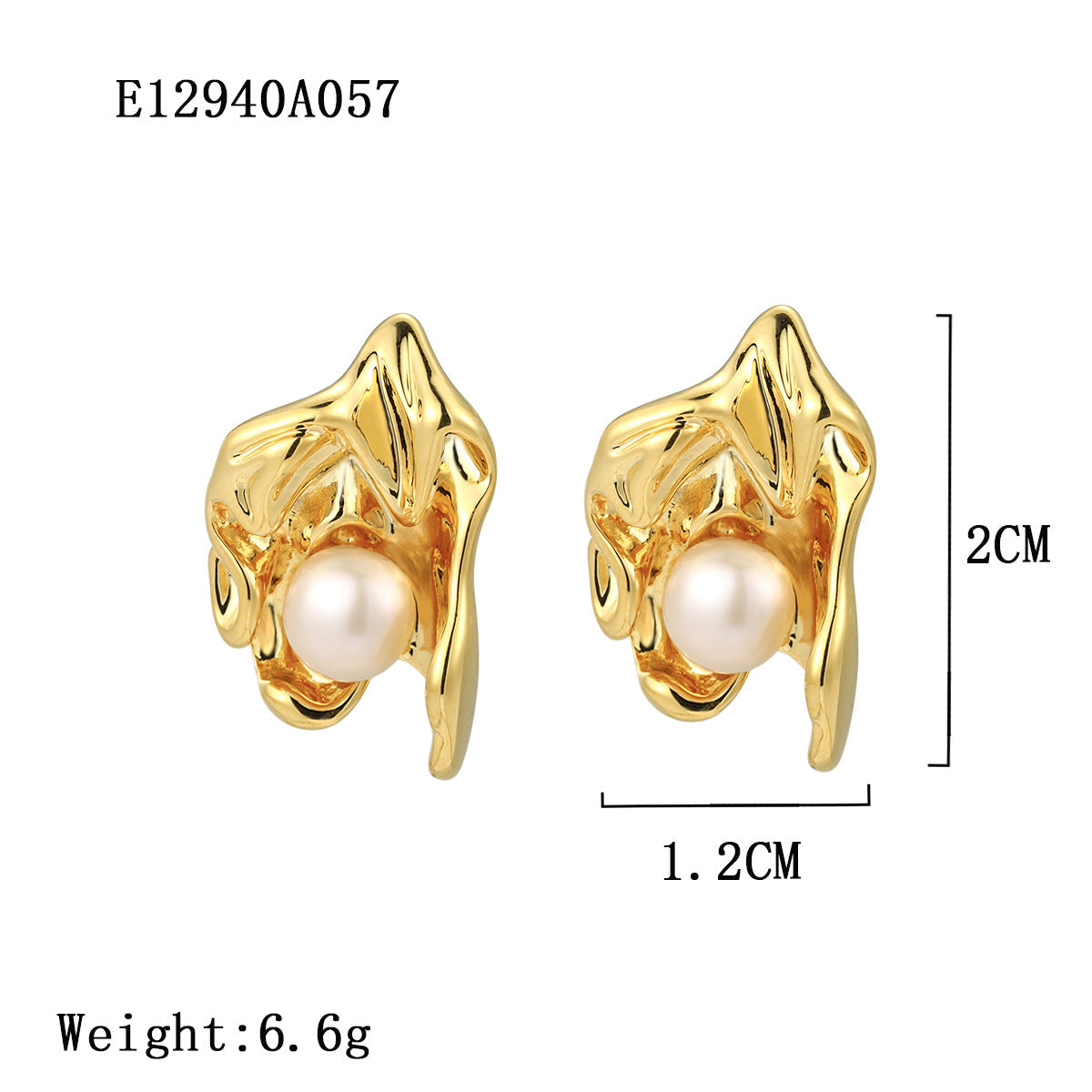 Natural pearl gold color shaped earrings
