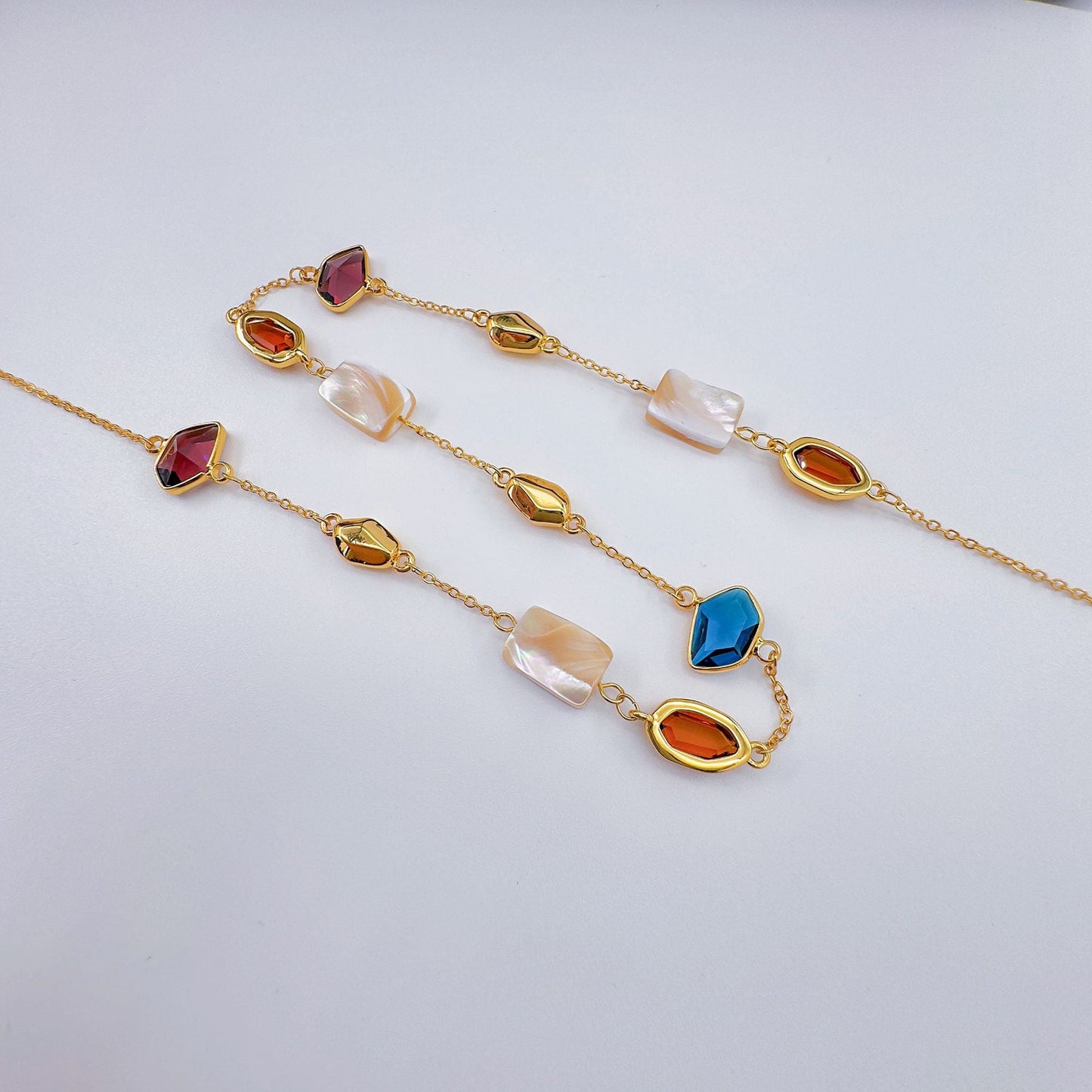 Natural mother-of-pearl colorful collarbone chain