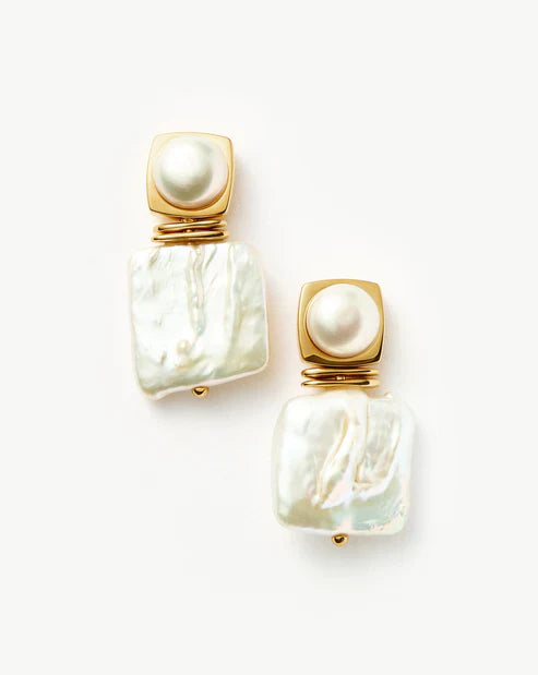 Square Pearl Statement Earrings