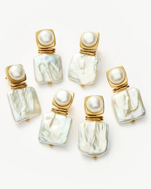 Square Pearl Statement Earrings